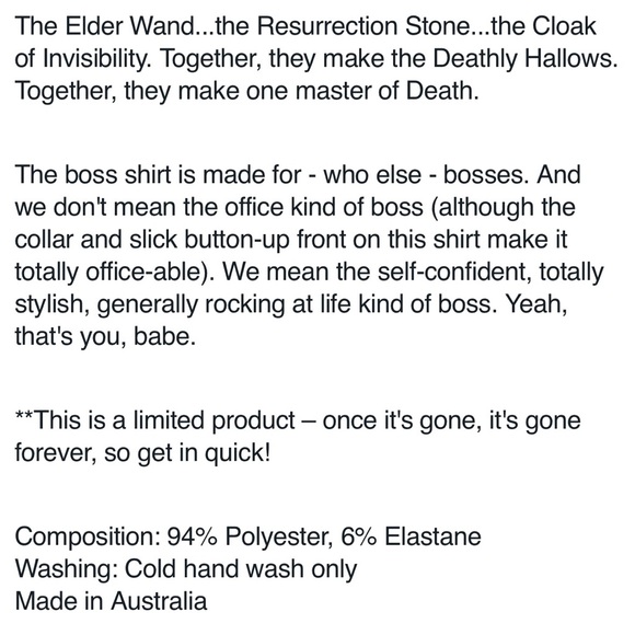 BlackMilk Deathly Hallows Boss Shirt - Picture 4 of 5